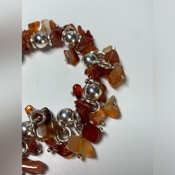 Silpada Very Rare Sterling Silver & Carnelian Bead ChaCha Stretch Bracelet - Picture 5 of 15